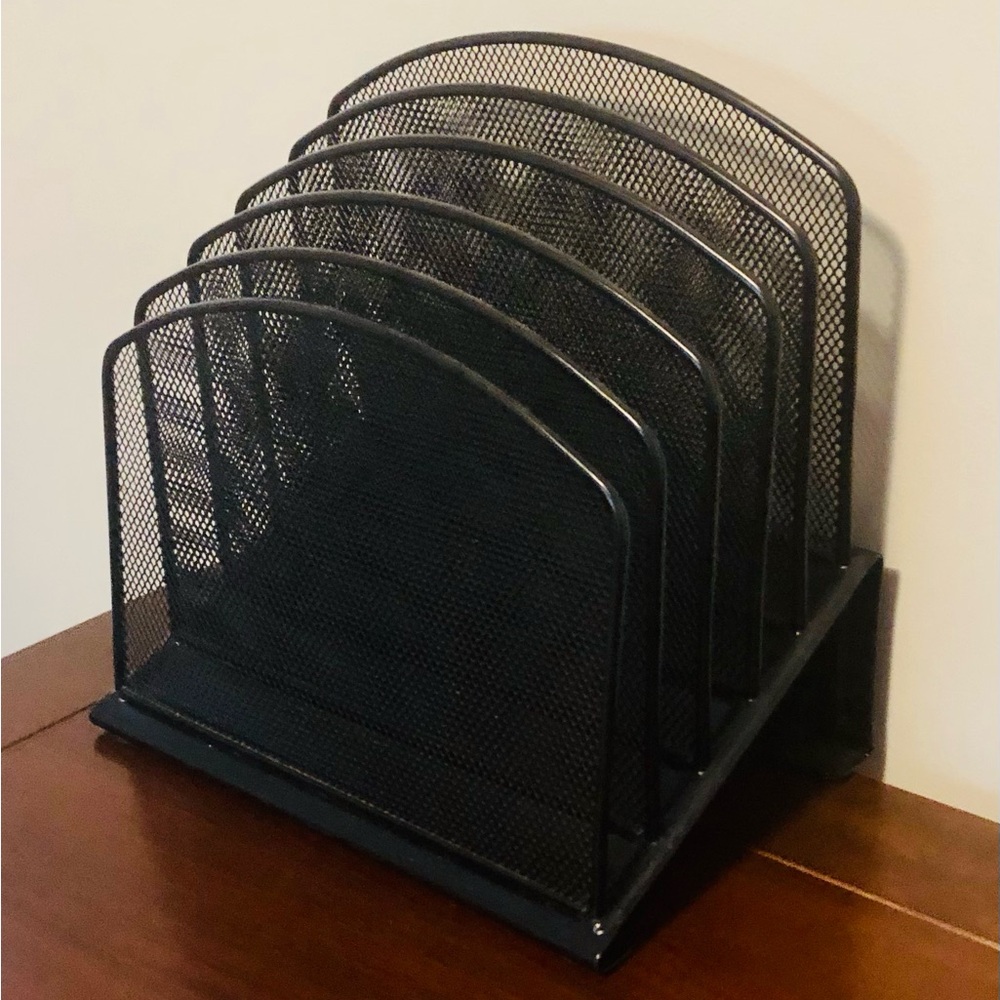 Heavy Duty Metal Desktop Five Row File Organizer Black - Picture 2 of 4